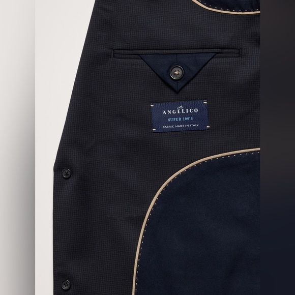 NWT! Banana Republic Navy Blue Signature Italian Houndstooth Suit Jacket 💎 - Picture 8 of 12